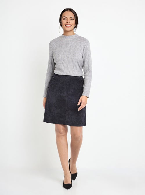 Jupe courte droite velours milleraies ceinture semi-élastiquée - Afibel - Kiabi