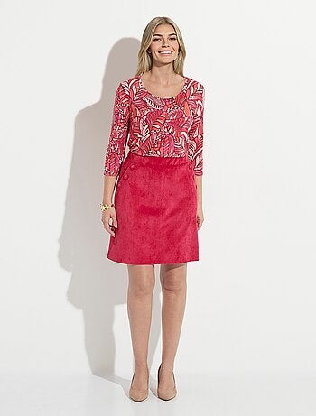 Jupe courte droite velours milleraies ceinture semi-élastiquée - Afibel