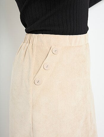 Jupe courte droite velours milleraies ceinture semi-élastiquée