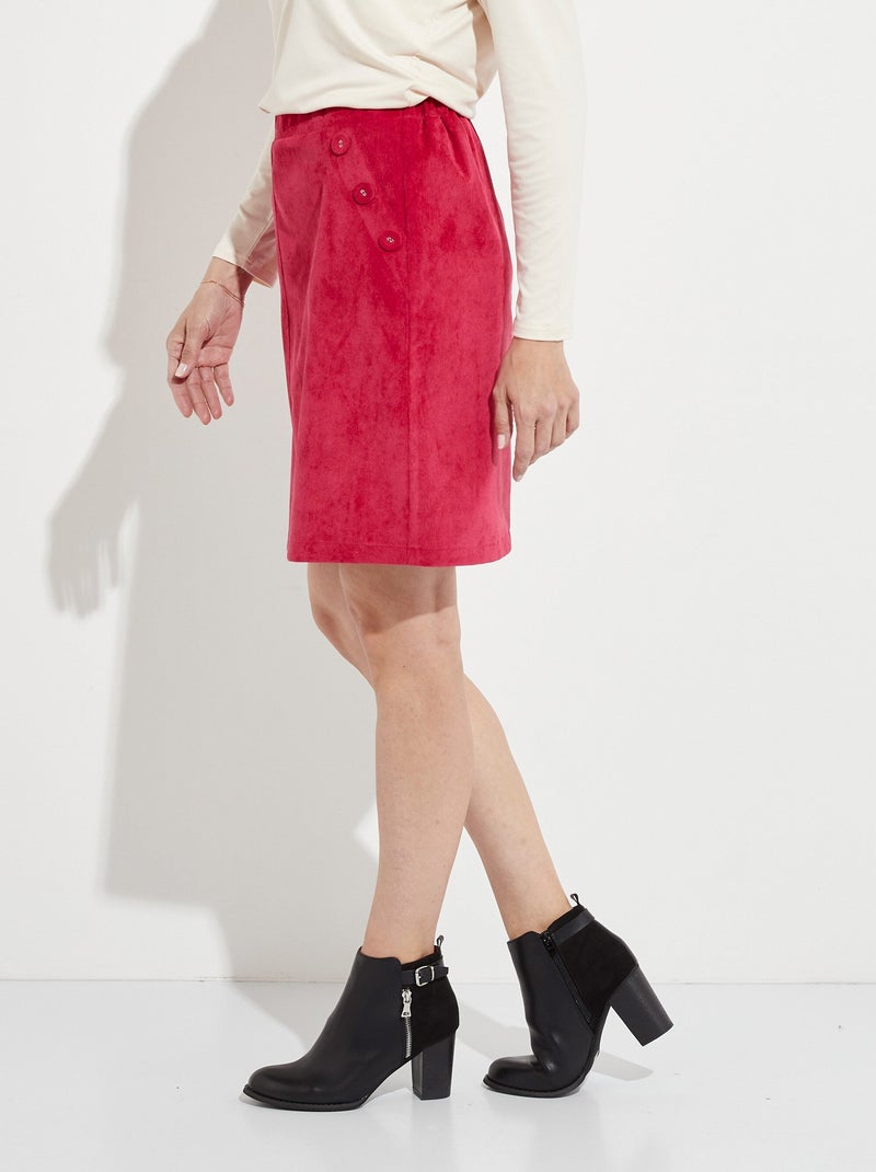 Jupe courte droite velours milleraies ceinture semi-élastiquée Rouge - Kiabi