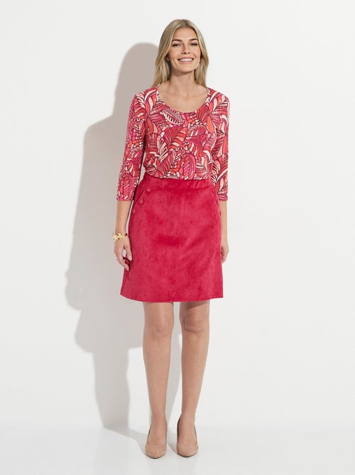 Jupe courte droite velours milleraies ceinture semi-élastiquée - Kiabi