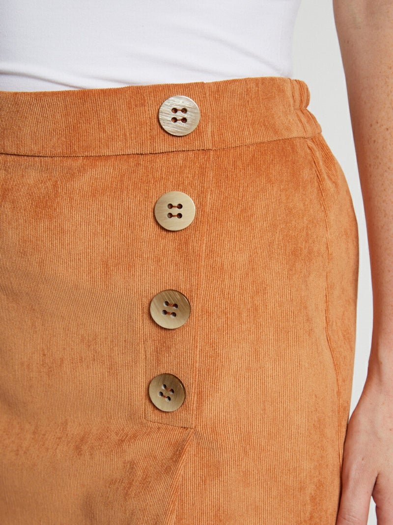 Jupe courte effet portefeuille velours Marron caramel - Kiabi