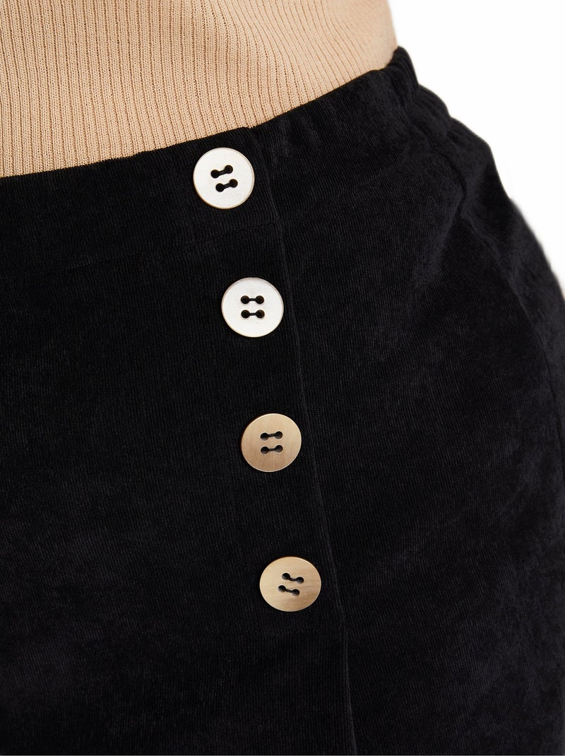 Jupe courte effet portefeuille velours Noir - Kiabi