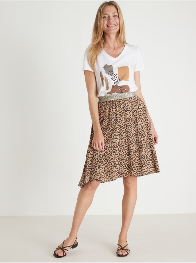 Jupe courte élastiquée - DAXON Noir Marron - Kiabi