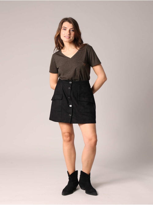 Jupe courte en 90% polyester, 10% elasthanne avec poches plaquées 'deeluxe' - Kiabi