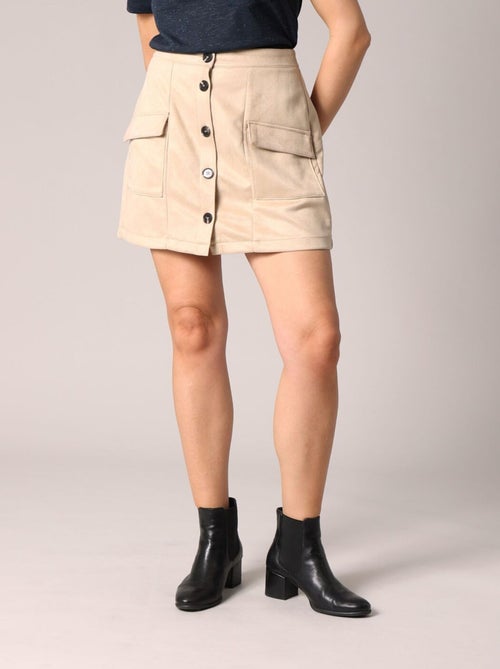 Jupe courte en daim avec poches plaquées 'Deeluxe' - Kiabi