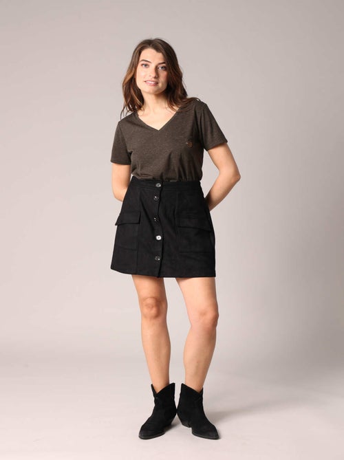 Jupe courte en daim avec poches plaquées 'Deeluxe' - Kiabi