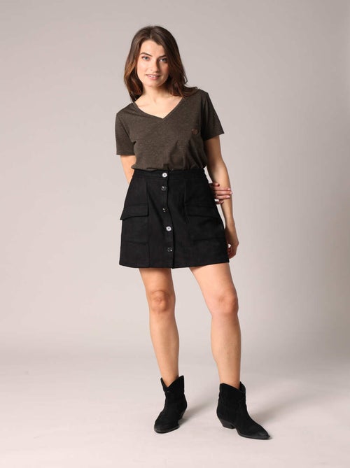 Jupe courte en daim avec poches plaquées 'Deeluxe' - Kiabi