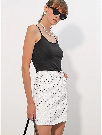 Jupe courte en denim à pois, taille haute bdart