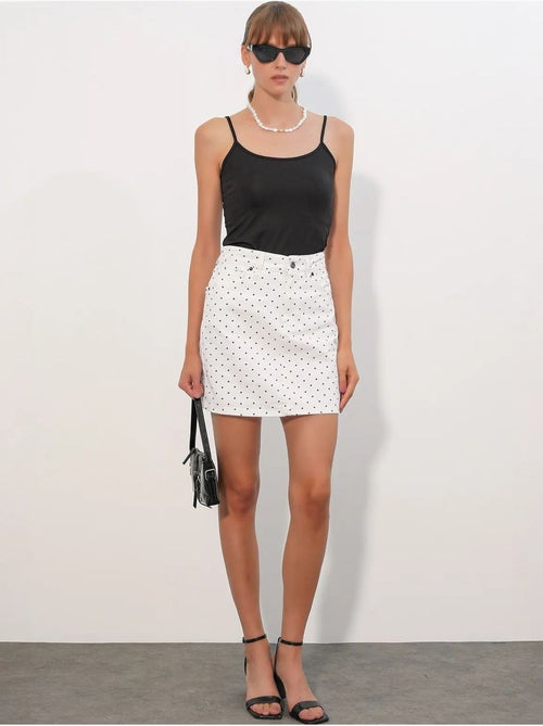 Jupe courte en denim à pois, taille haute bdart - Kiabi Jupe courte en denim à pois, taille haute bdart - Kiabi
