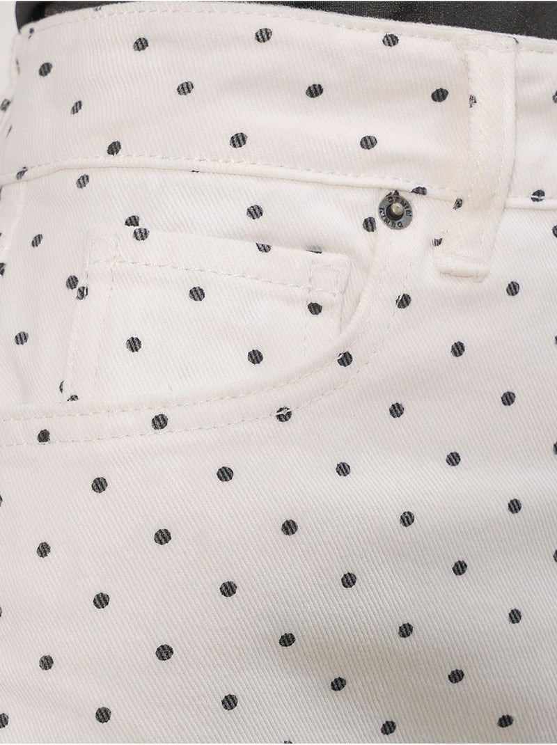Jupe courte en denim à pois, taille haute bdart Blanc cassé - Kiabi