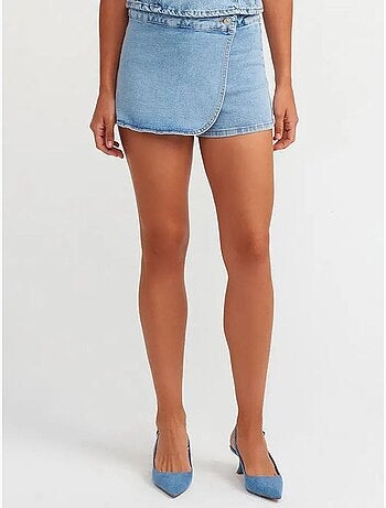 Jupe courte en denim à taille haute dilvin
