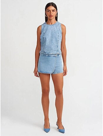Jupe courte en denim à taille haute dilvin
