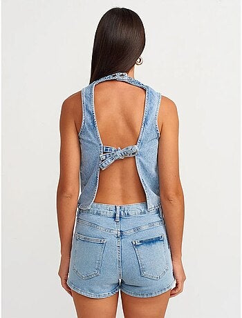 Jupe courte en denim à taille haute dilvin