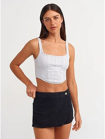 Jupe courte en denim à taille haute dilvin