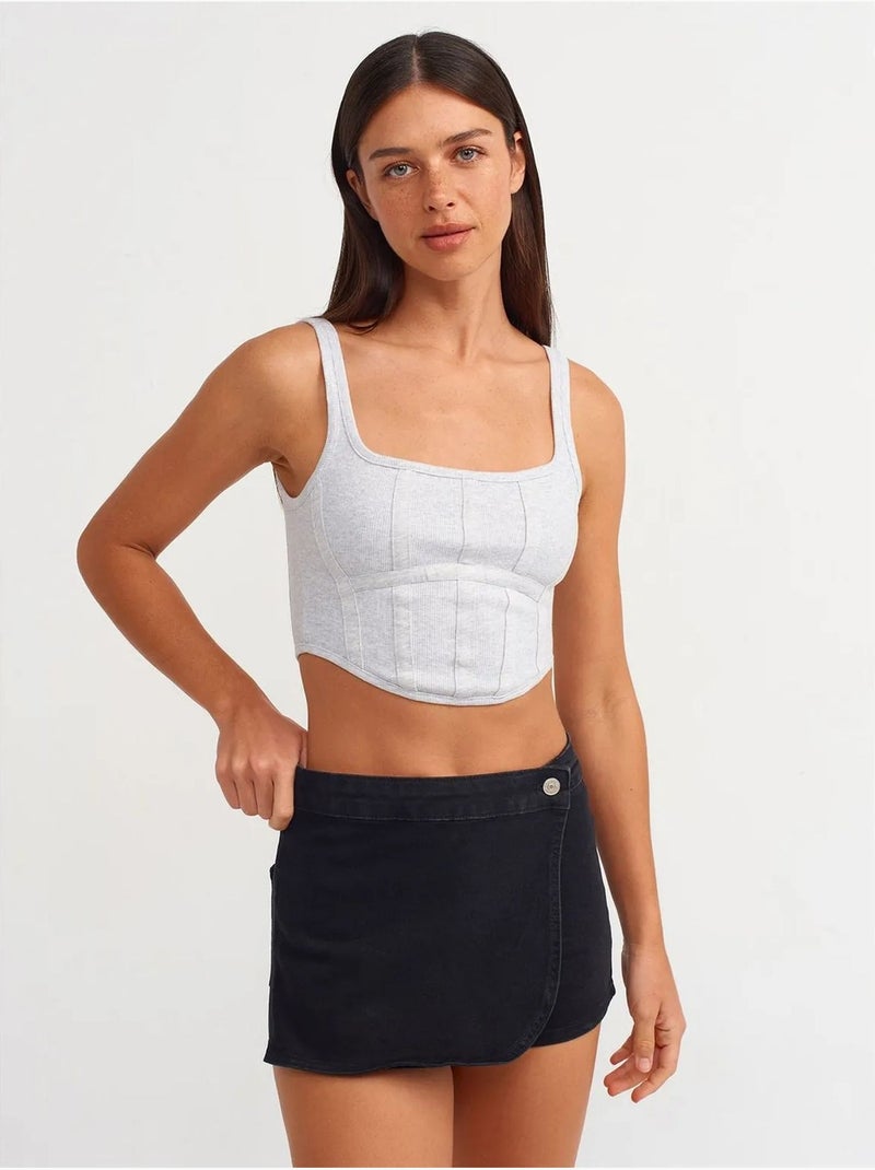 Jupe courte en denim à taille haute dilvin Noir - Kiabi