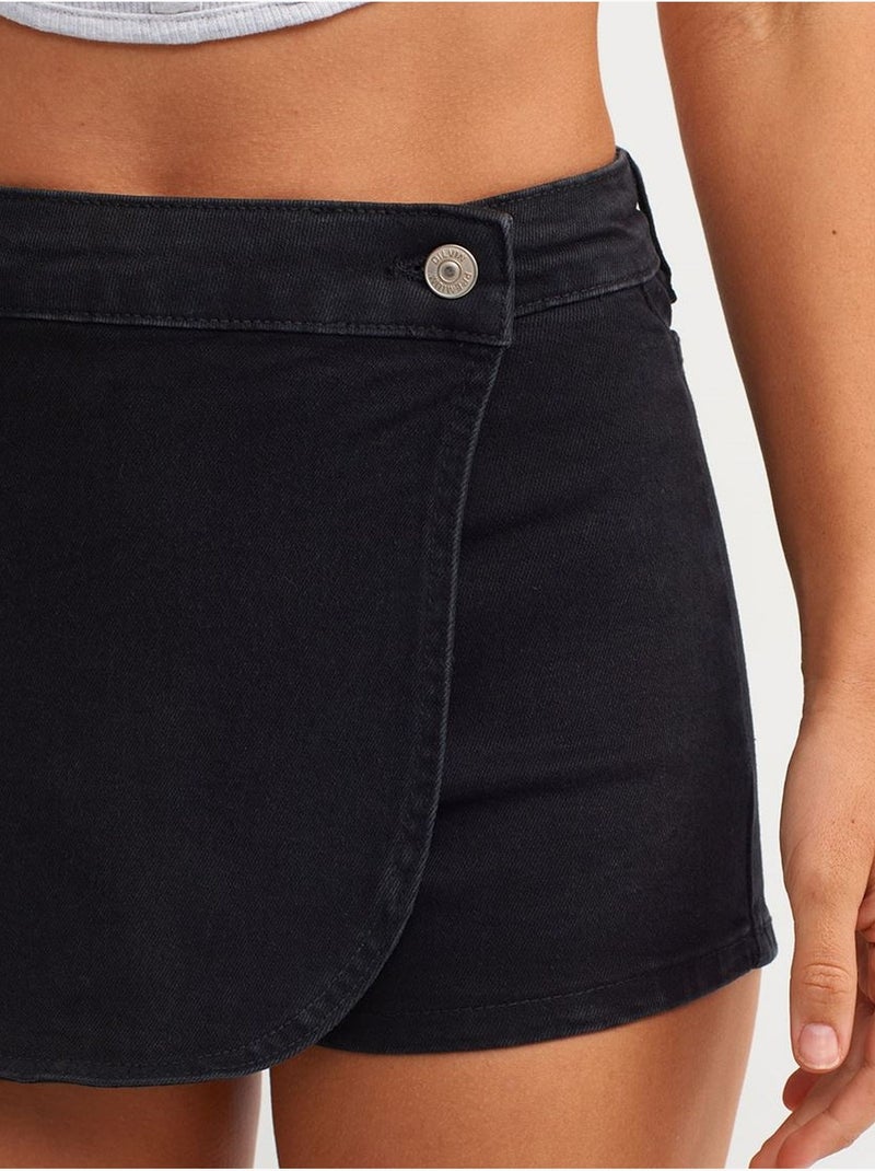 Jupe courte en denim à taille haute dilvin Noir - Kiabi