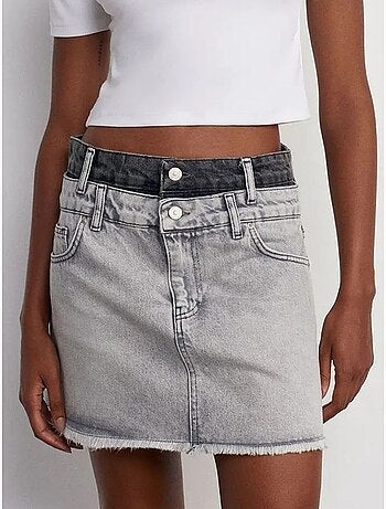 Jupe courte en denim à taille mi-haute pour femme dilvin