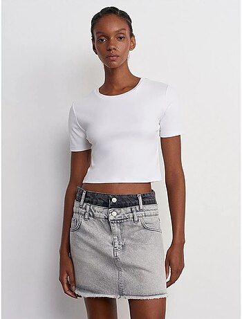 Jupe courte en denim à taille mi-haute pour femme dilvin