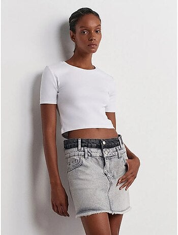 Jupe courte en denim à taille mi-haute pour femme dilvin