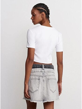 Jupe courte en denim à taille mi-haute pour femme dilvin