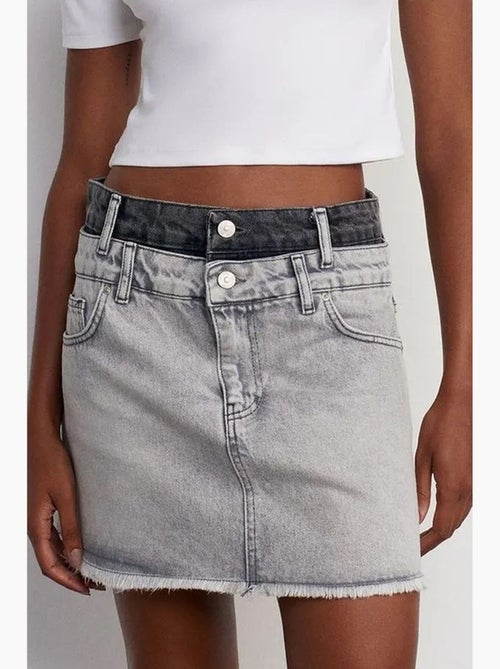 Jupe courte en denim à taille mi-haute pour femme dilvin - Kiabi
