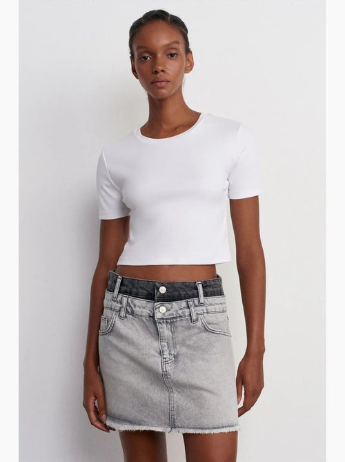 Jupe courte en denim à taille mi-haute pour femme dilvin - Kiabi