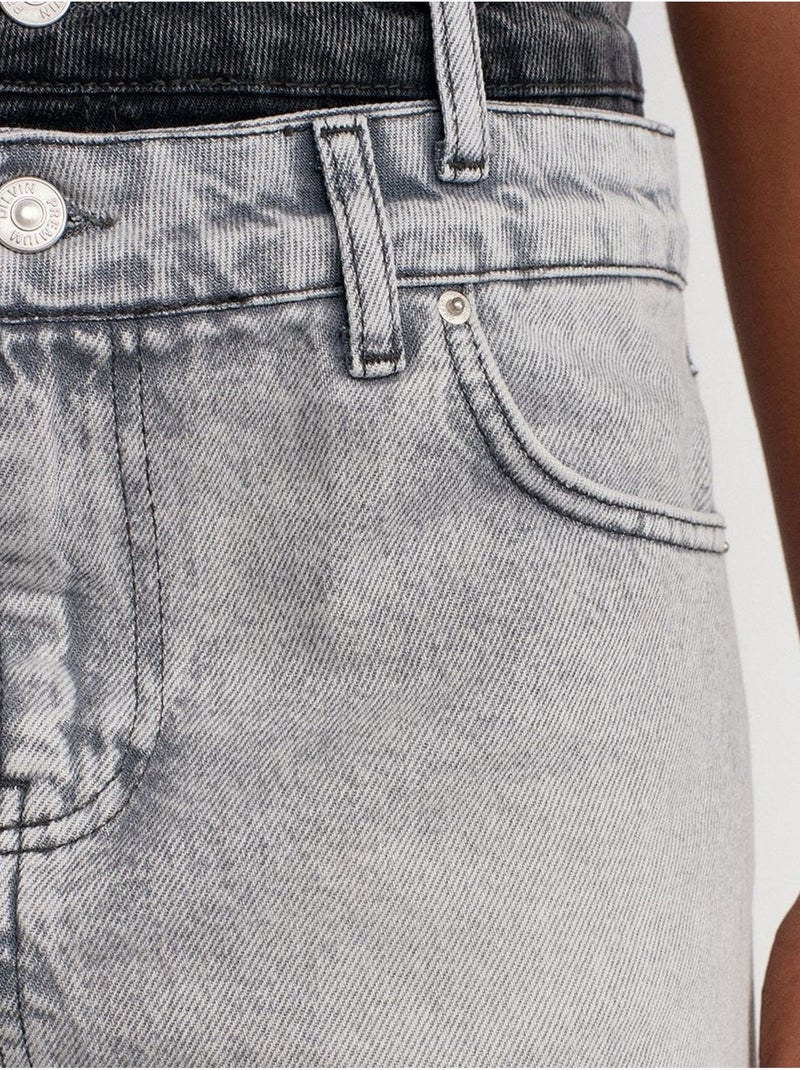 Jupe courte en denim à taille mi-haute pour femme dilvin Gris clair - Kiabi