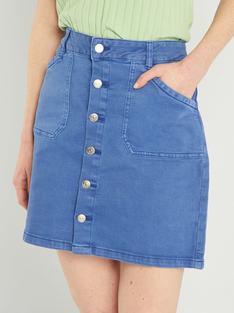 Jupe courte en denim bleu - Kiabi