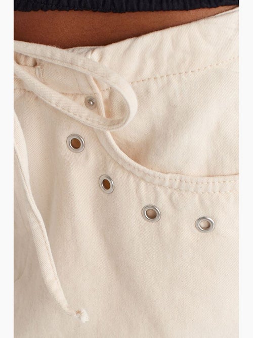 Jupe courte en denim de coton à lien dilvin - Kiabi