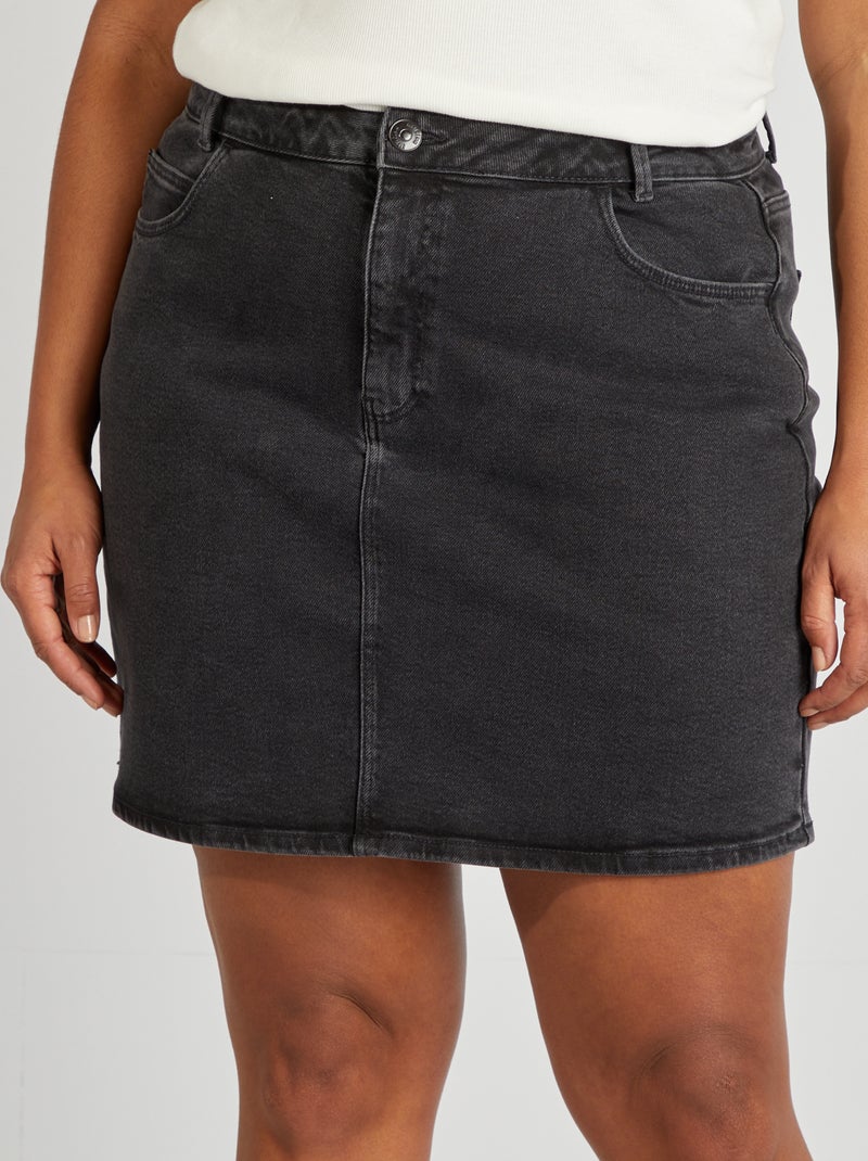 Jupe courte en denim Gris - Kiabi
