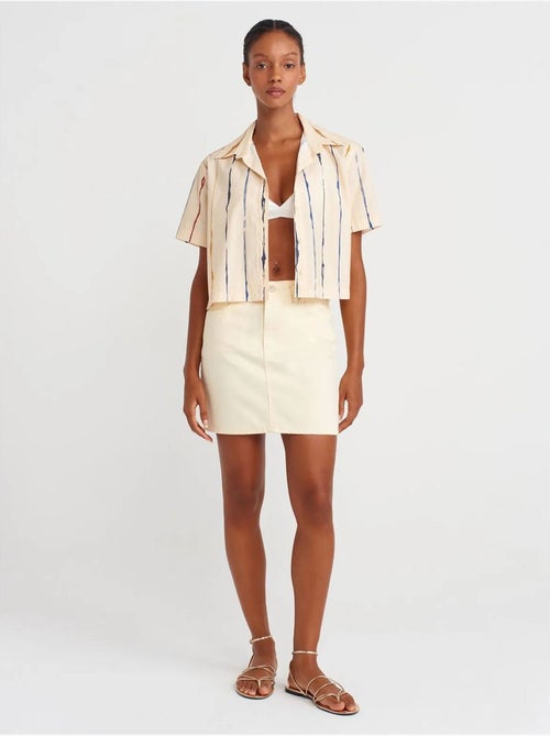 Jupe Courte En Denim Taille Haute - Kiabi
