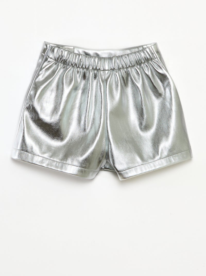 Jupe courte en faux cuir Gris - Kiabi