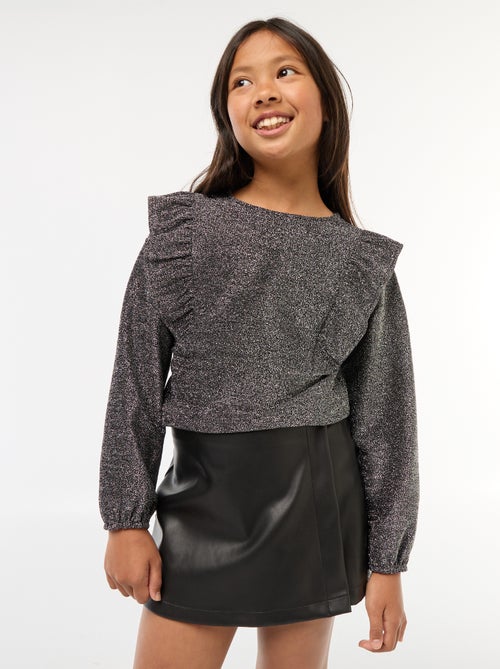 Jupe courte en faux cuir - Kiabi