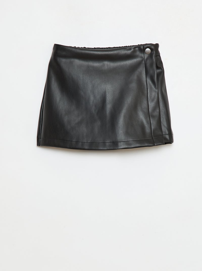 Jupe courte en faux cuir Noir - Kiabi
