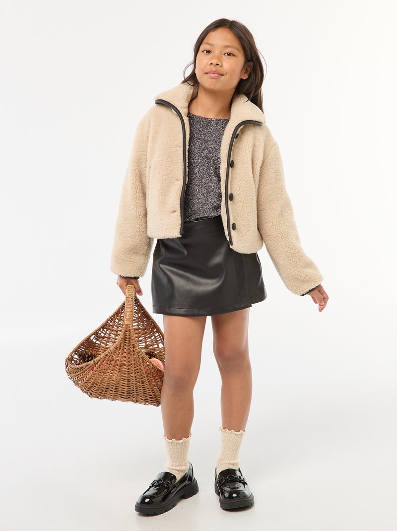 Jupe courte en faux cuir Noir - Kiabi