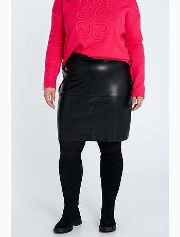 Jupe courte en faux cuir unie