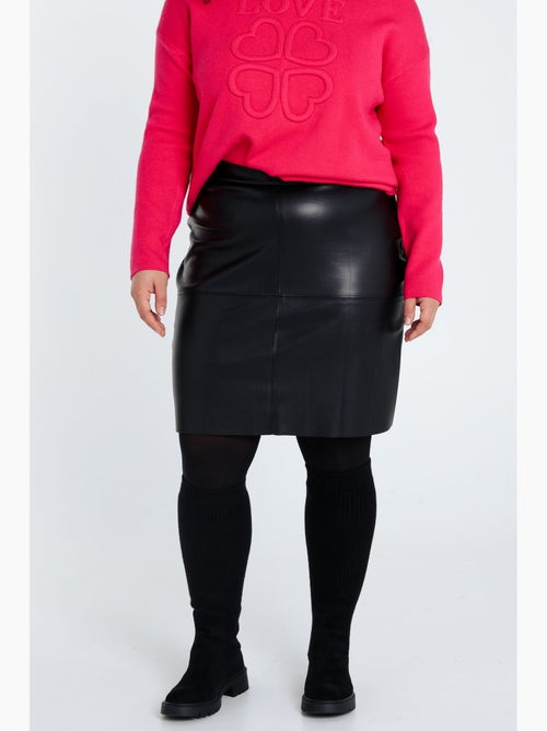 Jupe courte en faux cuir unie PAPRIKA - Kiabi