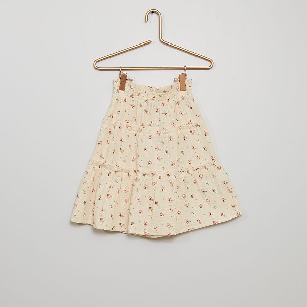Jupe Courte En Gaze De Coton Fille 3 12 Ans Beige Kiabi 6 00