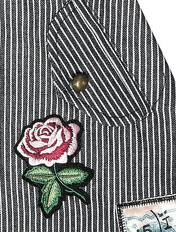 Jupe Courte en Jean Fille Rayures Bleues Blanches MINI SKA - 'LA FAUTE A VOLTAIRE'