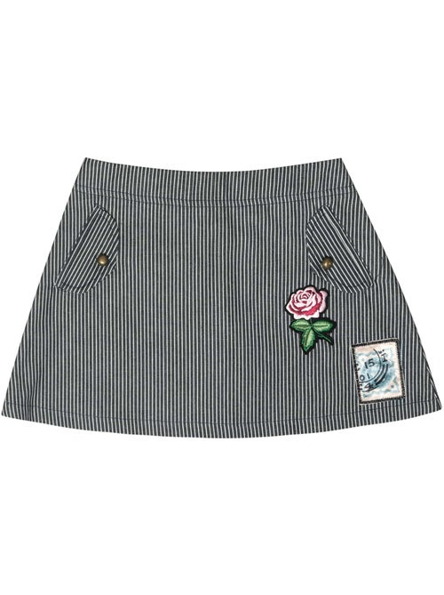 Jupe Courte en Jean Fille  Rayures Bleues Blanches  MINI SKA - 'LA FAUTE A VOLTAIRE' - Kiabi