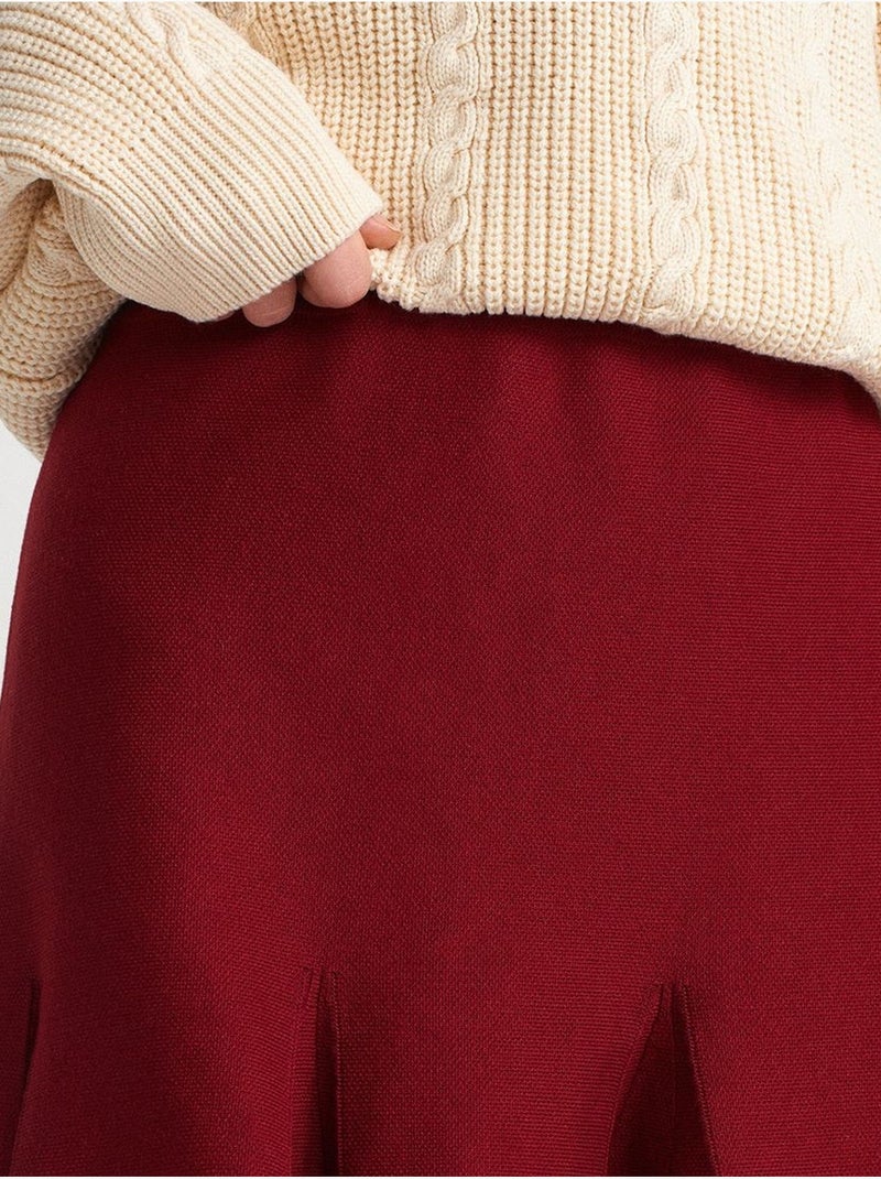 Jupe courte en maille côtelée à taille haute dilvin Rouge bordeaux - Kiabi