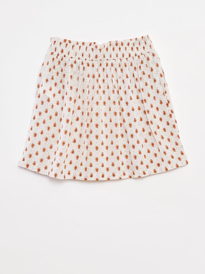 Jupe courte en matière crêpée Blanc - Kiabi