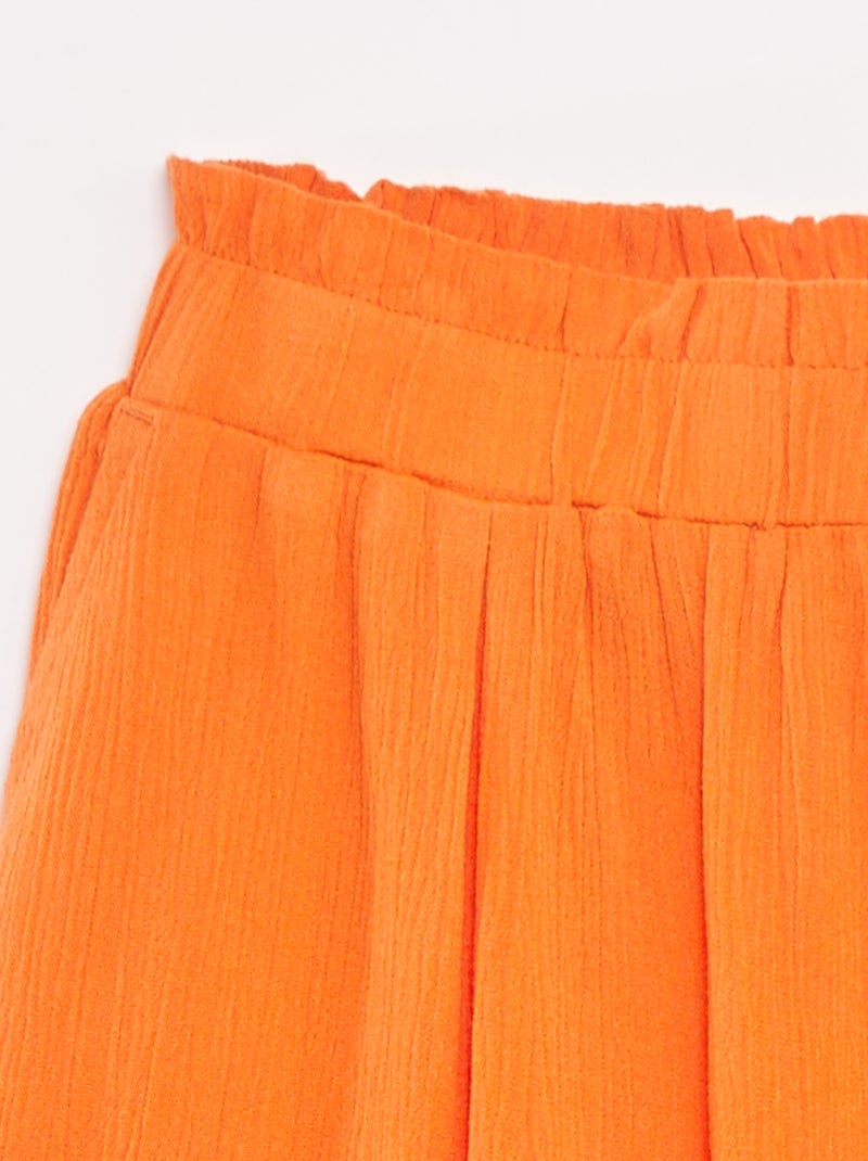 Jupe courte en matière crêpée Orange - Kiabi