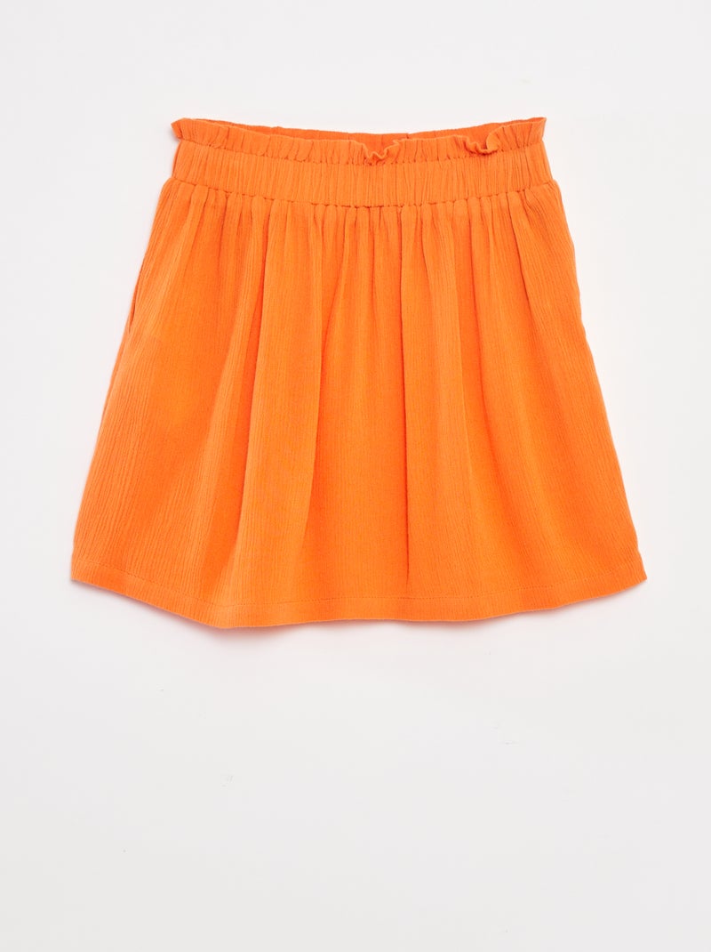 Jupe courte en matière crêpée Orange - Kiabi