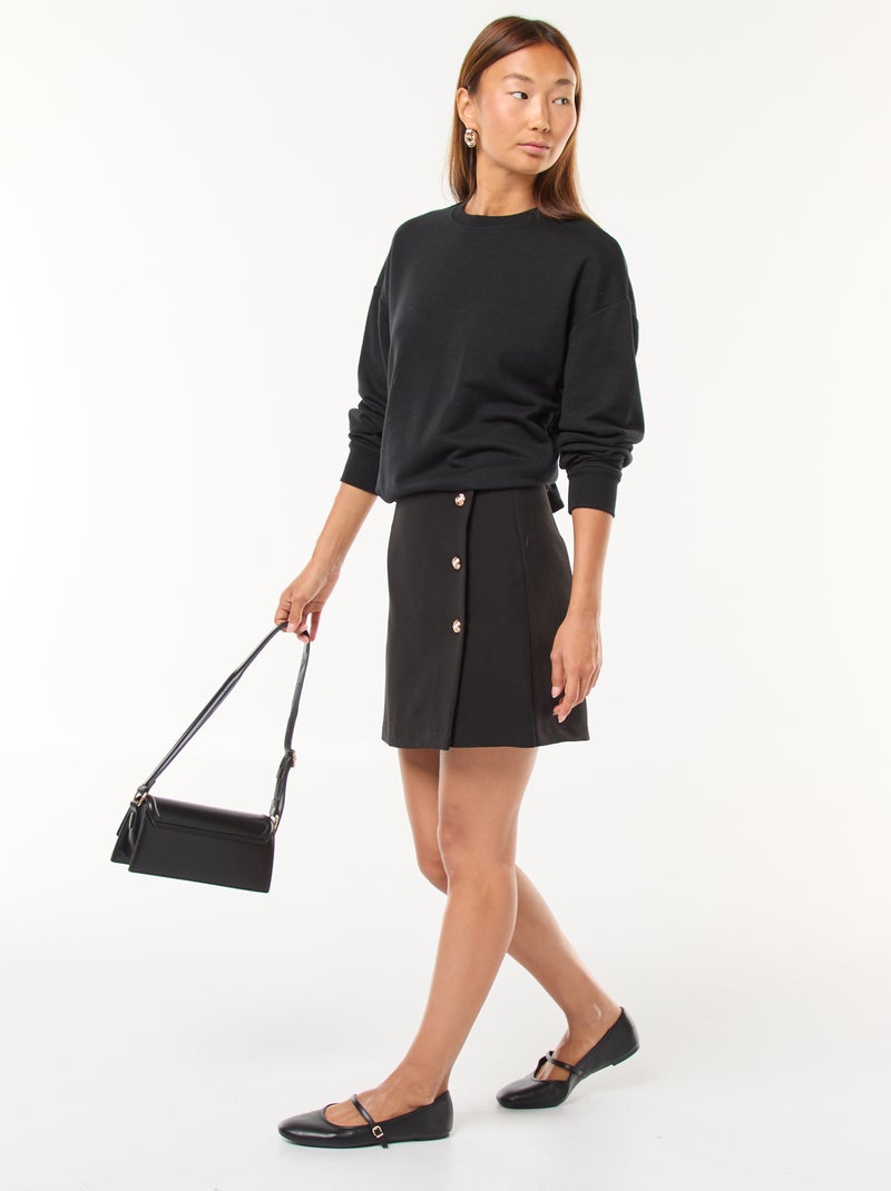 Jupe courte en Milano avec boutons dorés Noir - Kiabi