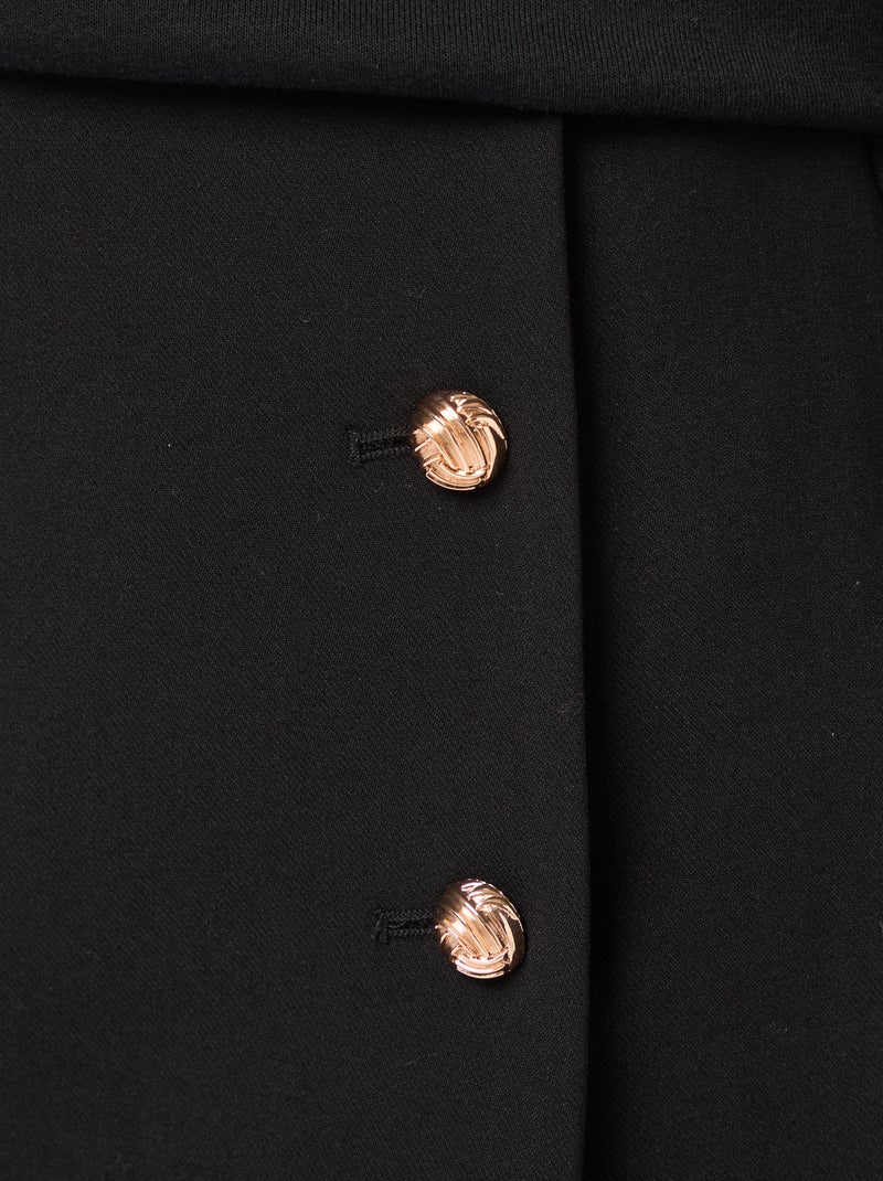 Jupe courte en Milano avec boutons dorés Noir - Kiabi