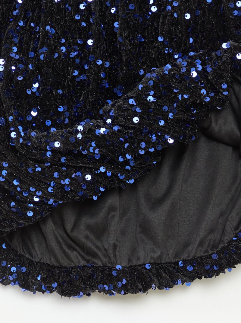 Jupe courte en sequins unie Bleu - Kiabi