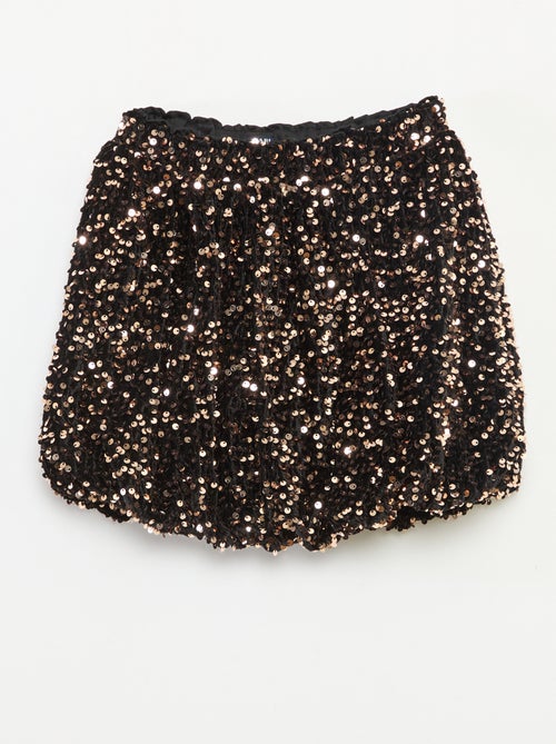 Jupe courte en sequins unie - Kiabi
