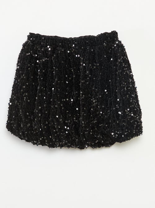 Jupe courte en sequins unie - Kiabi